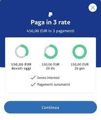 esempio pagina di scelta di pagamento a rate con paypal