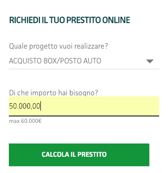 prova di calcolo rata prestito 50 mila euro sito findomestic