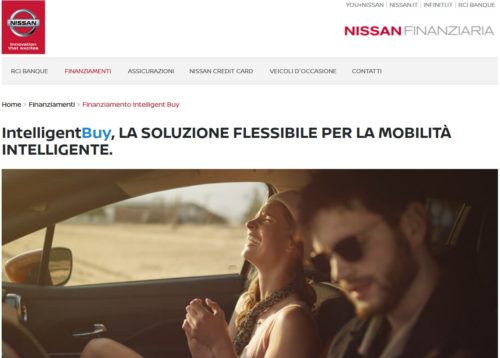 schermata sito nissan intelligentbuy