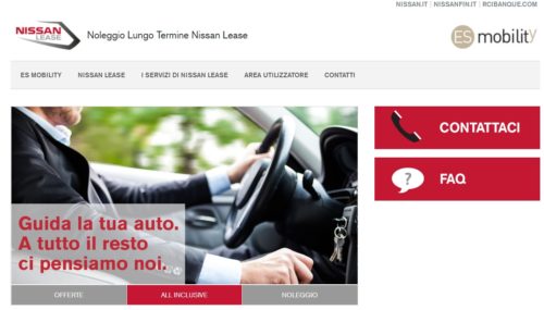 schermata sito nissan lease