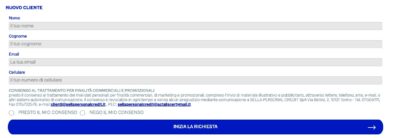 esempio di form online per la richiesta online go credit