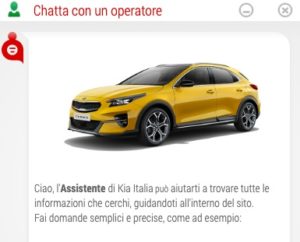 schermata assistenza chat live sito ufficiale kia